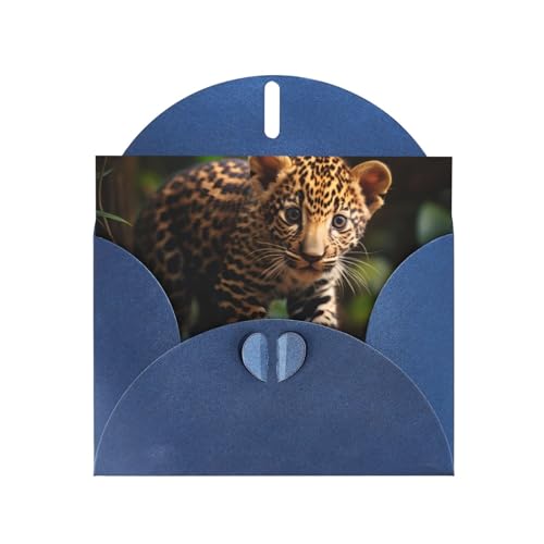 YYHWHJDE Blaue süße Baby Jaguar Druck hochwertige Perle Papier Grußkarte: 10,2 x 15,2 cm, für Geburtstagskarte, Party-Einladungskarte von YYHWHJDE