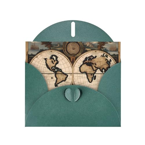 YYHWHJDE Dunkelgrüne Karte Weltkugel druckt hochwertiges Perlpapier Grußkarte: 10,2 x 15,2 cm, für Geburtstagskarte, Party-Einladungskarten von YYHWHJDE