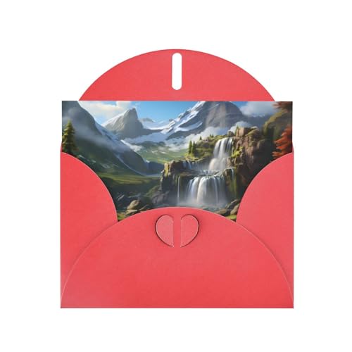 YYHWHJDE Red Mountain Waterfall Printing High-Grade Pearl Paper Greeting Card : 4x6 In,For Birthday Card Party Invitation Card von YYHWHJDE