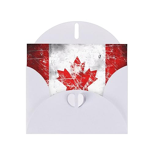 YYHWHJDE Weiße Retro-Grußkarte mit Kanada-Flagge, hochwertiges Perlpapier, 10,2 x 15,2 cm, für Geburtstagskarte, Party-Einladungskarten von YYHWHJDE
