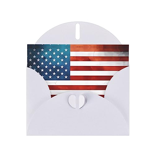 YYHWHJDE Weiße Vintage-Grußkarte mit amerikanischer USA-Flagge, hochwertiges Perlpapier, 10,2 x 15,2 cm, für Geburtstagskarte, Party-Einladungskarten von YYHWHJDE