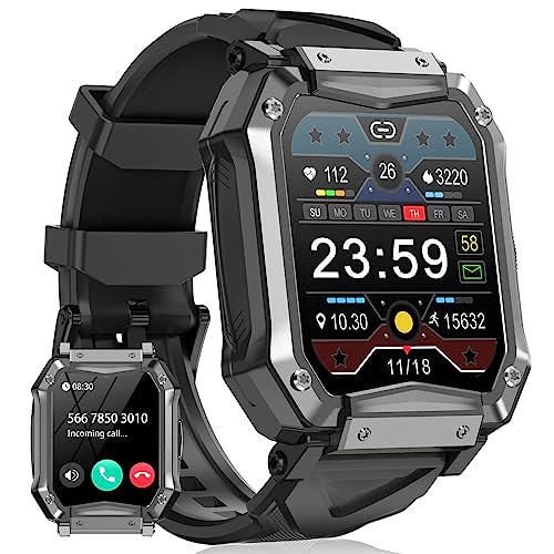 YYKY Smartwatch Herren mit Telefonfunktion 1,65" DIY HD Voll Touchscreen smartwatch 100+ Sportmodi Fitness Tracker IP68 Wasserdicht Sportuhr mit Schlafmonitor Schrittzähler Message Reminder (Schwarz) von YYKY