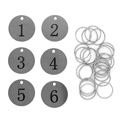 Schlüsselanhänger aus Metall, nummeriert, mit Schlüsselringen (1–50) von YYMax