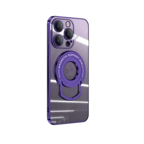 Magnetic Holder Plating Phone Case for iPhone, Magnetic Suction Bracket Electroplated Clear Protective Phone Case for iPhone for 15 14 13 Pro Max (for iPhone13Pro,Purple) von YYPLT