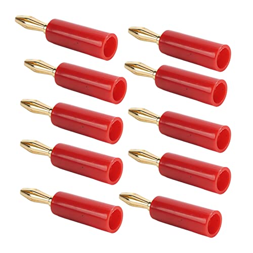 Gerader Lautsprecheranschluss, Vergoldet, Sechs Klingenköpfe, Rostfrei, 4 Mm, Lötfreie Bananenstecker für 12 AWG Bis 18 AWG Kabel (Rot) von YYQTGG