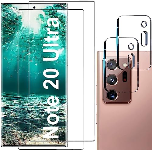 Schutzfolie Kompatibel für Galaxy Note 20 Ultra, Fingerabdrucksensor Kompatible, +Linse Schutzfolie, [2+2 Pack] 3D Full Screen Panzerglasfolie, 9H Härte, Displayschutzfolie für Galaxy Note 20 Ultra von YYST