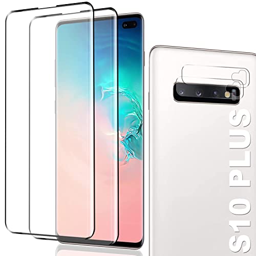 Schutzfolie Kompatibel für Galaxy S10 Plus, Fingerabdrucksensor Kompatible, +Linse Schutzfolie, [2+2 Stück] 3D Full Screen Panzerglasfolie, 9H Härte, HD Klar, Displayschutzfolie für Galaxy S10 Plus von YYST
