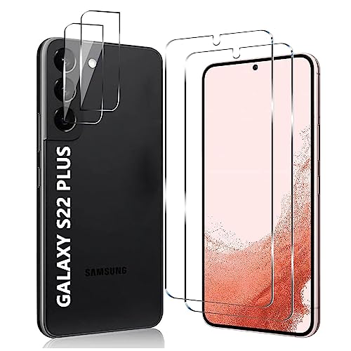 Schutzfolie Kompatibel für Galaxy S22 Plus, Fingerabdrucksensor Kompatible, +Linse Schutzfolie, [2+2 Stück] 3D Full Screen Panzerglasfolie, 9H Härte, HD Klar, Displayschutzfolie für Galaxy S22 Plus von YYST