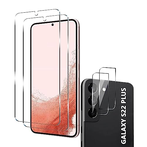 Schutzfolie Kompatibel für Galaxy S22 Plus, Fingerabdrucksensor Kompatible, +Linse Schutzfolie, [2+2 Stück] 3D Full Screen Panzerglasfolie, 9H Härte, HD Klar, Displayschutzfolie für Galaxy S22 Plus von YYST