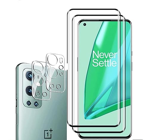 Schutzfolie Kompatibel für OnePlus 9 Pro, Fingerabdrucksensor Kompatible, +Linse Schutzfolie, [2+2 Pack] 3D Full Screen Panzerglasfolie, 9H Härte, Blasenfreie, Displayschutzfolie für OnePlus 9 Pro von YYST