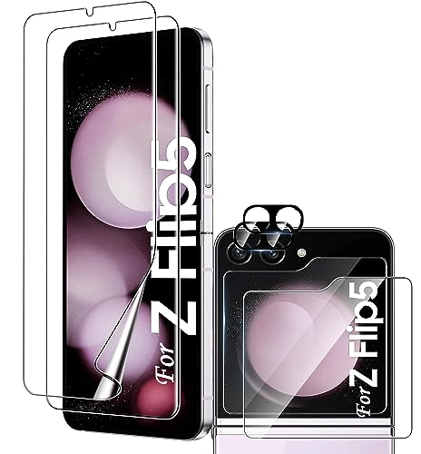Schutzfolie Kompatibel für Samsung Galaxy Z Flip 5, [2+2+2 Pack] Weiche TPU Innere Schutzfolie + 9H Härte Externe für Panzerglasfolie +Linse Schutzfolie, Anti-Kratzen, HD Displayschutzfolie (2023) von YYST