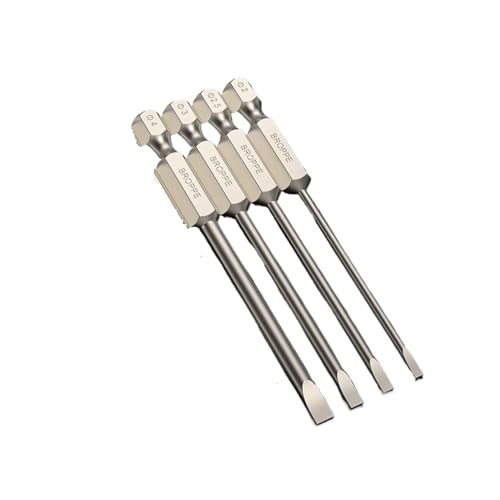 4/6 Stück Schraubendreher-Bits, 50 mm/75 mm/100 mm lang, magnetische Spitze, Schlitzschraubendreher-Bits, S2-Stahl, 1/4 Zoll Schaft, Flachkopf-Bit(50mm 6pcs) von YZADSXCL