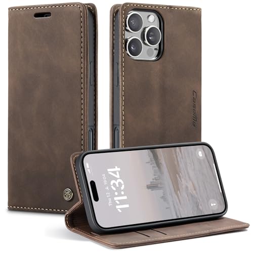 CaseMe Schutzhülle für iPhone 16 Pro, weiches PU-Leder, Klappetui, magnetischer Ständer, Klapphülle mit Ausweis- und Kreditkartenfächern, Kaffeebraun CaseMe Schutzhülle für iPhone 16 Pro, weiches PU-Leder, Klappetui, magnetischer Ständer, Klapphülle mit Ausweis- und Kreditkartenfächern, Kaffeebraun von YZBYFON