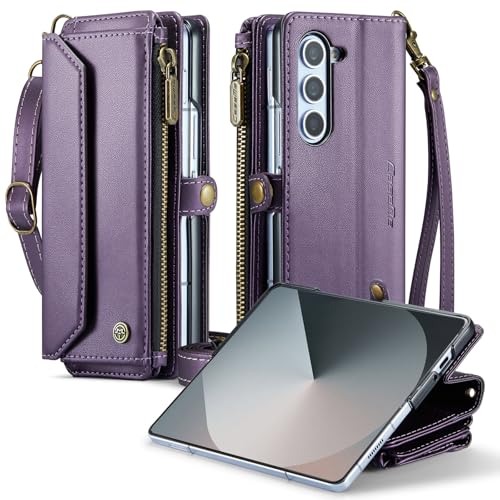 Caseme Schutzhülle für Samsung Galaxy Z Fold 6, RFID-blockierend, Retro-PU-Lederband, Handgelenk-Klapphülle mit Magnetverschluss, Kartenhalter und Ständer, für Damen und Herren, Lila, Z Fold 6 Caseme Schutzhülle für Samsung Galaxy Z Fold 6, RFID-blockierend, Retro-PU-Lederband, Handgelenk-Klapphülle mit Magnetverschluss, Kartenhalter und Ständer, für Damen und Herren, Lila, Z Fold 6 von YZBYFON