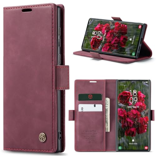 YZBYFON CaseMe Schutzhülle für Samsung Galaxy S24 Ultra, weiches PU-Leder, Klappetui, magnetischer Ständer, Klapphülle mit Ausweis- und Kreditkartenfächern, Rot YZBYFON CaseMe Schutzhülle für Samsung Galaxy S24 Ultra, weiches PU-Leder, Klappetui, magnetischer Ständer, Klapphülle mit Ausweis- und Kreditkartenfächern, Rot von YZBYFON