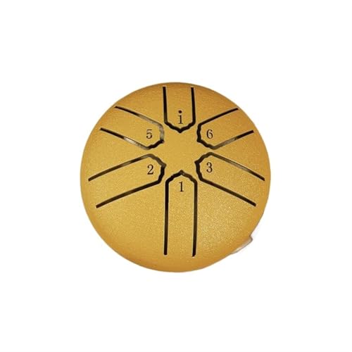 3 Zoll 6 Noten Regentrommel Mini Handpan Trommel Outdoor Instrument Dekoration Yoga Meditation Stahlzungentrommel Regenspiel Ornament für Musikheilung(Gold) von YZDKR