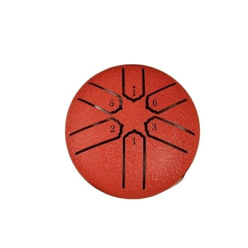 3 Zoll 6 Noten Regentrommel Mini Handpan Trommel Outdoor Instrument Dekoration Yoga Meditation Stahlzungentrommel Regenspiel Ornament für Musikheilung(Red) von YZDKR