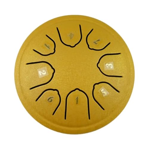 4,5 Zoll 8 Tone Steel Tongue Drum Mini Hand Pan Drums Drumsticks Musik Tamburin Trommel mit Zubehör Instrument für Musikheilung(Gold) von YZDKR