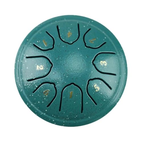 4,5 Zoll 8 Tone Steel Tongue Drum Mini Hand Pan Drums Drumsticks Musik Tamburin Trommel mit Zubehör Instrument für Musikheilung(Green) von YZDKR