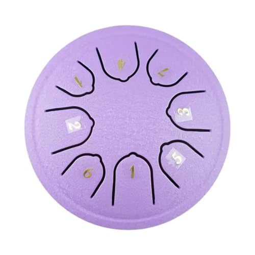 4,5 Zoll 8 Tone Steel Tongue Drum Mini Hand Pan Drums Drumsticks Musik Tamburin Trommel mit Zubehör Instrument für Musikheilung(Purple) von YZDKR