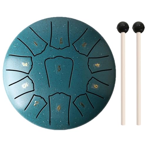6/3 Zoll 11/6 Noten Mini Handpan Drum Finger Picks Schlaginstrumente Sound Healing Steel Tongue Drum for Meditation Yoga für Musikheilung(11 Notes Green) von YZDKR