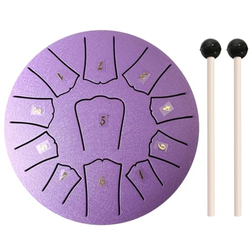 6/3 Zoll 11/6 Noten Mini Handpan Drum Finger Picks Schlaginstrumente Sound Healing Steel Tongue Drum for Meditation Yoga für Musikheilung(11 Notes Purple) von YZDKR