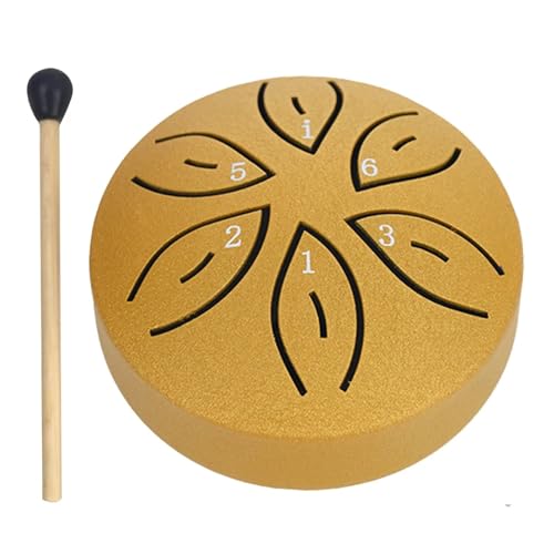 6/3 Zoll 11/6 Noten Mini Handpan Drum Finger Picks Schlaginstrumente Sound Healing Steel Tongue Drum for Meditation Yoga für Musikheilung(6 Notes Gold) von YZDKR