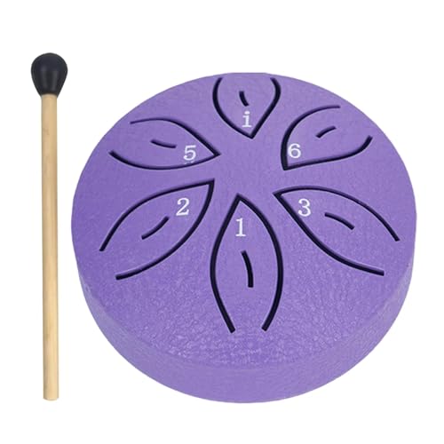 6/3 Zoll 11/6 Noten Mini Handpan Drum Finger Picks Schlaginstrumente Sound Healing Steel Tongue Drum for Meditation Yoga für Musikheilung(6 Notes Purple) von YZDKR