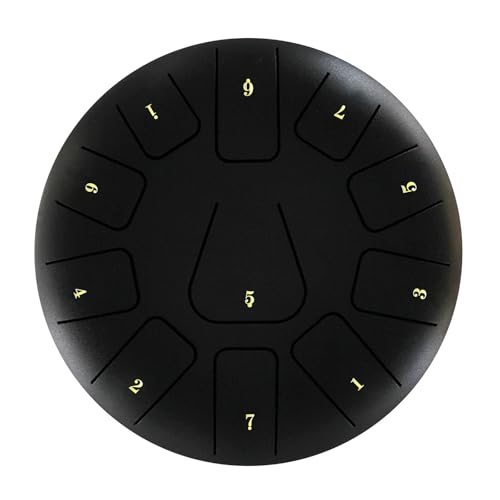 8-Zoll-Stahlzungentrommel 11 Noten Handpan-Trommel mit Trommelschlägel Fingerpicks Percussion for Meditation Yoga für Musikheilung(BLACK) von YZDKR