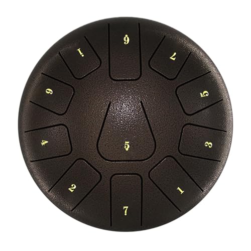 8-Zoll-Stahlzungentrommel 11 Noten Handpan-Trommel mit Trommelschlägel Fingerpicks Percussion for Meditation Yoga für Musikheilung(BROWN) von YZDKR