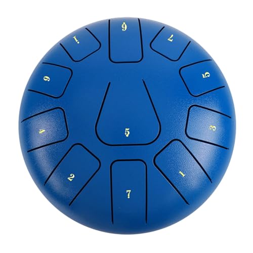 8-Zoll-Stahlzungentrommel 11 Noten Handpan-Trommel mit Trommelschlägel Fingerpicks Percussion for Meditation Yoga für Musikheilung(DARK BLUE) von YZDKR