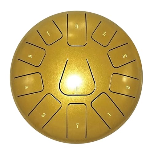 8-Zoll-Stahlzungentrommel 11 Noten Handpan-Trommel mit Trommelschlägel Fingerpicks Percussion for Meditation Yoga für Musikheilung(GOLD) von YZDKR