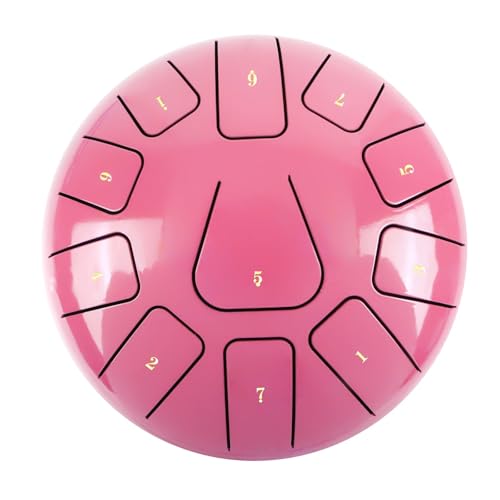 8-Zoll-Stahlzungentrommel 11 Noten Handpan-Trommel mit Trommelschlägel Fingerpicks Percussion for Meditation Yoga für Musikheilung(PINK) von YZDKR