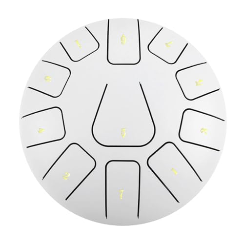 8-Zoll-Stahlzungentrommel 11 Noten Handpan-Trommel mit Trommelschlägel Fingerpicks Percussion for Meditation Yoga für Musikheilung(WHITE) von YZDKR