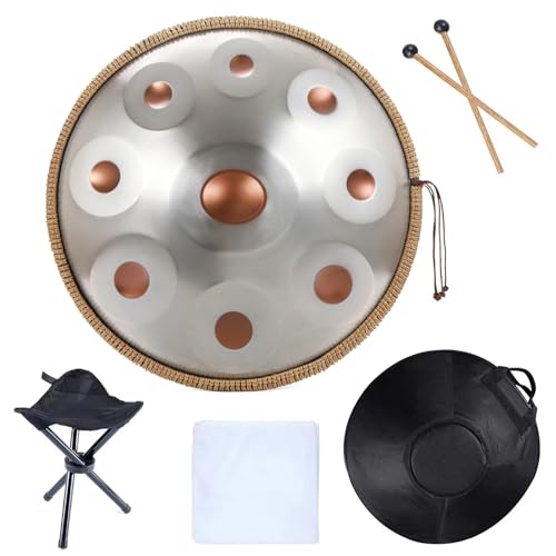 Handpan 432 Hz 9 Noten D-Moll 22 Zoll 10 12 Noten Pantam-Trommel 440 Hz Hand-Pan-Trommel Stahl Yoga Meditation Musikinstrumente für Musikheilung(10 notes 432HZ) von YZDKR