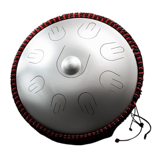 Hluru 14 Zoll 9-Noten-Stahlzungentrommel D-Moll Professionelles Schlaginstrument Handpan-Trommel for Yoga-Meditations-Anfänger für Musikheilung(Silver) von YZDKR
