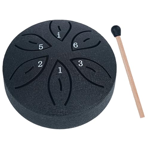Mini-Handpan-Trommel, Fingerplektren, Schlaginstrumente, Klangheilung, Stahlzungentrommel für Meditation, Yoga, für Musikheilung, 6 Noten, 6 Noten, Schwarz Mini-Handpan-Trommel, Fingerplektren, Schlaginstrumente, Klangheilung, Stahlzungentrommel für Meditation, Yoga, für Musikheilung, 6 Noten, 6 Noten, Schwarz von YZDKR