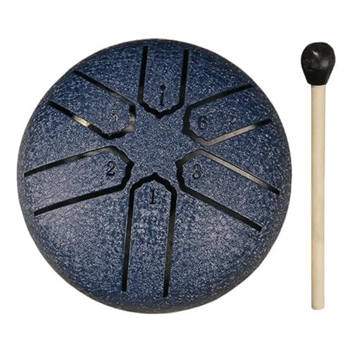 Regentrommel 3 Zoll 6 Töne Stahlzungentrommel Mini Handpan Musiktrommel Ätherische Trommel Yoga Meditationstrommel Schlaginstrumente für Musikheilung(Blue) von YZDKR