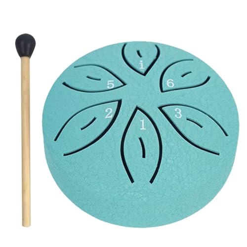 Regentrommel 3 Zoll 6 Töne Stahlzungentrommel Mini Handpan Musiktrommel Ätherische Trommel Yoga Meditationstrommel Schlaginstrumente für Musikheilung(Light Blue) von YZDKR