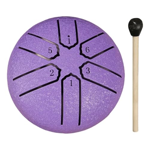 Regentrommel 3 Zoll 6 Töne Stahlzungentrommel Mini Handpan Musiktrommel Ätherische Trommel Yoga Meditationstrommel Schlaginstrumente für Musikheilung(Purple) von YZDKR