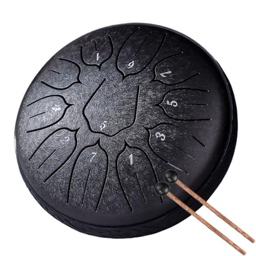 Stahlzungentrommel 6 Zoll 11 Noten Trommeln D5 Ätherische Trommel for Anfänger Handpan Musikinstrumente für Musikheilung(Black) von YZDKR
