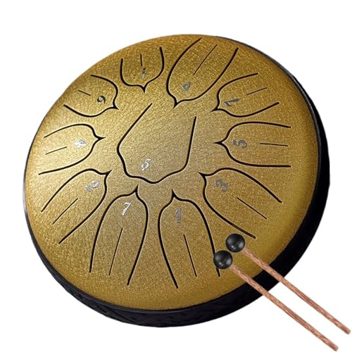 Stahlzungentrommel 6 Zoll 11 Noten Trommeln D5 Ätherische Trommel for Anfänger Handpan Musikinstrumente für Musikheilung(Gold) von YZDKR