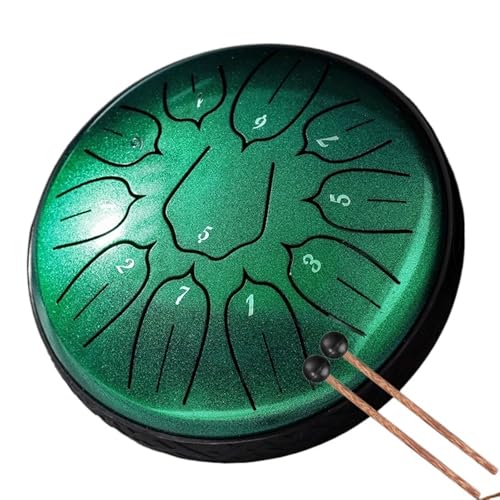 Stahlzungentrommel 6 Zoll 11 Noten Trommeln D5 Ätherische Trommel for Anfänger Handpan Musikinstrumente für Musikheilung(Green) von YZDKR
