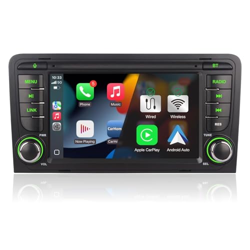 Autoradio für A3 8P S3 RS3 2003-2012 mit Drahtlos Carplay/Android Auto Radio von YZGWWIU