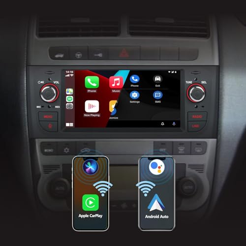 Autoradio für FIAT Grande Punto Autoradio Android mit Wireless CarPlay Android Auto für FIAT Punto 2005-2009 für Linea 2007-2011, Touchscreen Stereo Auto mit BT HiFi FM RDS Canbus von YZKONG