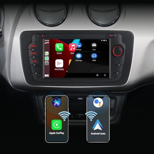 Autoradio für Seat Ibiza 2009-2013 Radio mit Wireless CarPlay Android Auto-Stereo Stereo Auto Touchscreen mit BT FM/RDS Radio USB Mic von YZKONG