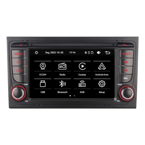 YZKONG Autoradio für Audi A4(B6/B7) 8E S4 RS4 2003-2012 kompatibel mit drahtlos Carplay Android Auto, 7 Zoll IPS HiFi-Sound Touchscreen Auto Radio Empfänger AM/FM/Bluetooth/USB/RDS/Mirror Link von YZKONG