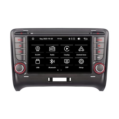 YZKONG Autoradio für Audi TT MK2 8J 2004-2015, 7 Zoll Touchscreen HiFi Sound mit drahtlosem Apple Carplay und Android Auto Autoradio MirrorLink BT/AM/FM/USB/RDS von YZKONG