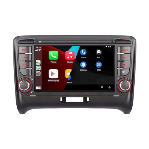 YZKONG Autoradio für Audi TT MK2 8J 2004-2015, 7 Zoll Touchscreen mit drahtlosem Apple Carplay und Android Auto Autoradio MirrorLink BT/AM/FM/USB/RDS von YZKONG