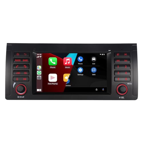 YZKONG Autoradio für BMW E39 E53 5 Serie X5 M5 mit dem drahtlosen Carplay Android Auto, Touchscreen -Auto -Radio -Empfänger, AM/FM -Radio, Bluetooth, USB -Anschluss von YZKONG